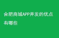 合肥商城APP开发的优点有哪些
